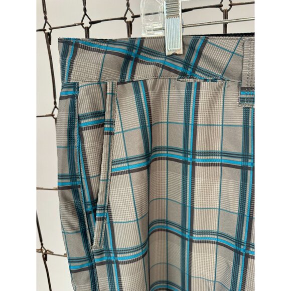 Quiksilver Amphibian Plaid Mens Shorts Size 28 - Blue & Gray Polyester/Spandex - Picture 16 of 16